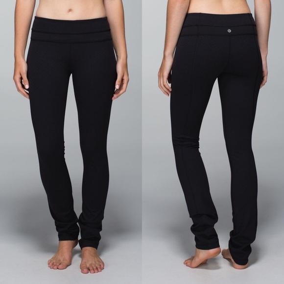 Lululemon Skinny Groove Pant Full-On Luon Shine Dot Black Leggings Tights 4